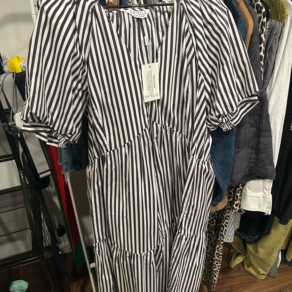 Estellle striped v neck dress brand new with tags
